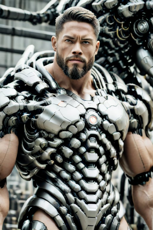 man, handsome, super extra large muscles, with beard,cyborg style,Movie Still,male,naked, ,cyborg,FilmGirl,android,mecha,big big body.