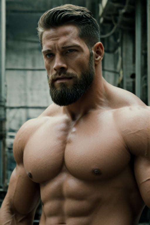 man, handsome, super extra large muscles, with beard,cyborg style,Movie Still,male,naked, ,cyborg,FilmGirl,android,mecha,big big body.