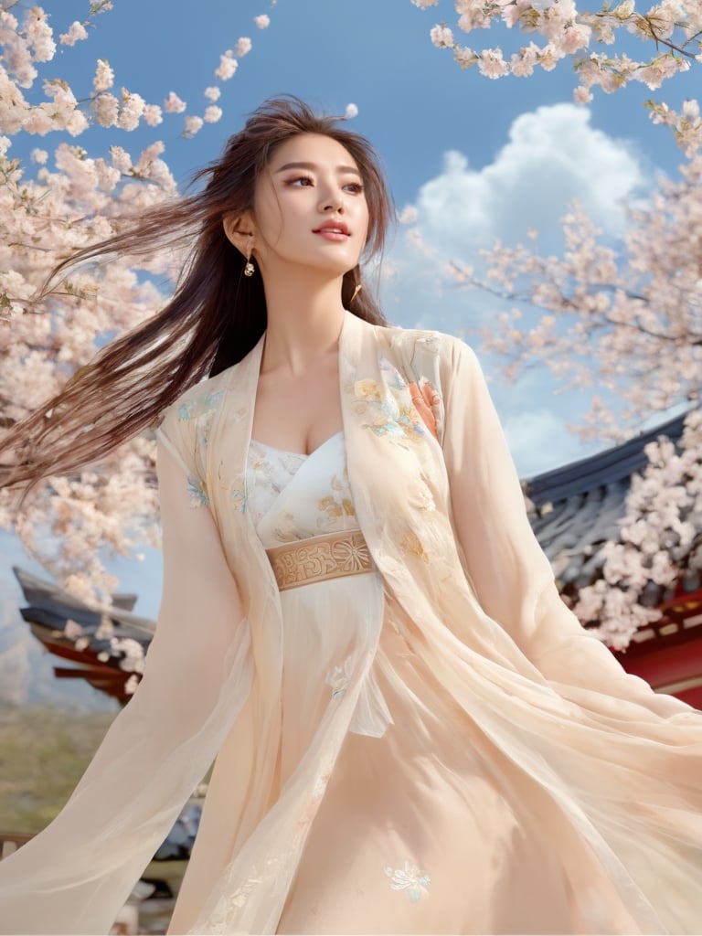 1girl, solo, hair ornament, bug, braid, jewelry, long hair, white hair, flower, earrings, long sleeves, dress, cloud of surrounding, building from afar, 
((((((see-through dress)))))), daxiushan for the upper half of the body, lower body nude,

long white legs showing from the skirt, showing all the way to the waist, slit skirt revealing long legs, sexy legs, white legs, exposing many areas of the legs from ankles to abdomen, expose one breast, expose most of the nipple, Do not wear underwear, show her groin, show her long legs to the groin, (((((((nude body, show pubis, show navel, show waist, show chest, show right breast,  ))))))),

ornament, chakra, (( beautiful eyes )), full_body, small flowers in the hair, (((korean face female))),
,mythical clouds, realistic, ,xxmixgirl,3d figure,korean girl,3d style,
cinematic film still (Raw Photo:1.3) of (Ultrarealistic:1.3), different posture, up arms, ((arms up)), rainbow, in old used 1800 peasant clothing, crazy mad aggressive face and eyes, fantasy, concept art,NYFlowerGirl, arms up, tropical rain, jump up, hands touch softly you face, close up, Small cherry blossoms flew everywhere, the wind blew away the girl's clothes,