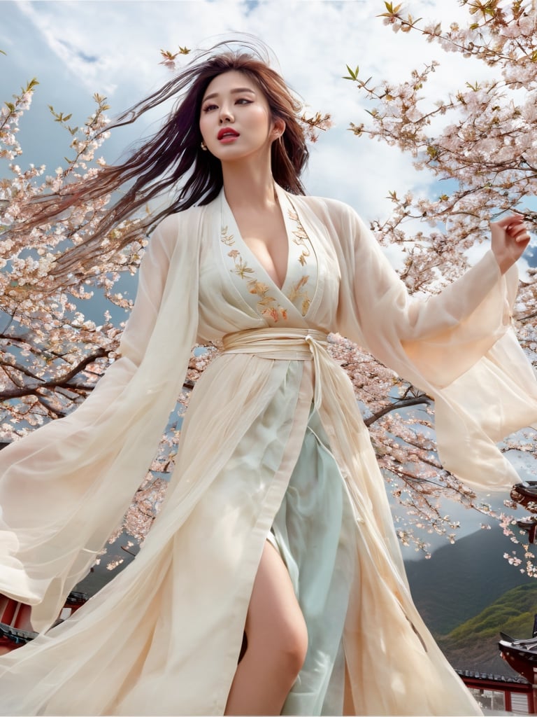 1girl, solo, hair ornament, bug, braid, jewelry, long hair, white hair, flower, earrings, long sleeves, dress, cloud of surrounding, building from afar, 
white dress wedding, plunging v dress, dress with a waist high slit, ((see-through dress)), daxiushan nude,

long white legs showing from the skirt, showing all the way to the waist, slit skirt revealing long legs, sexy legs, white legs, exposing many areas of the legs from ankles to abdomen, expose one breast, expose most of the nipple, Do not wear underwear, show her groin, show her long legs to the groin, (((((((nude body))))))),

ornament, chakra, (( beautiful eyes )), full_body, small flowers in the hair, (((korean face female))),
,mythical clouds, realistic, ,xxmixgirl,3d figure,korean girl,3d style,
cinematic film still (Raw Photo:1.3) of (Ultrarealistic:1.3), different posture, up arms, ((arms up)), rainbow, in old used 1800 peasant clothing, crazy mad aggressive face and eyes, fantasy, concept art,NYFlowerGirl, arms up, tropical rain, jump up, hands touch softly you face, close up, Small cherry blossoms flew everywhere, the wind blew away the girl's clothes,