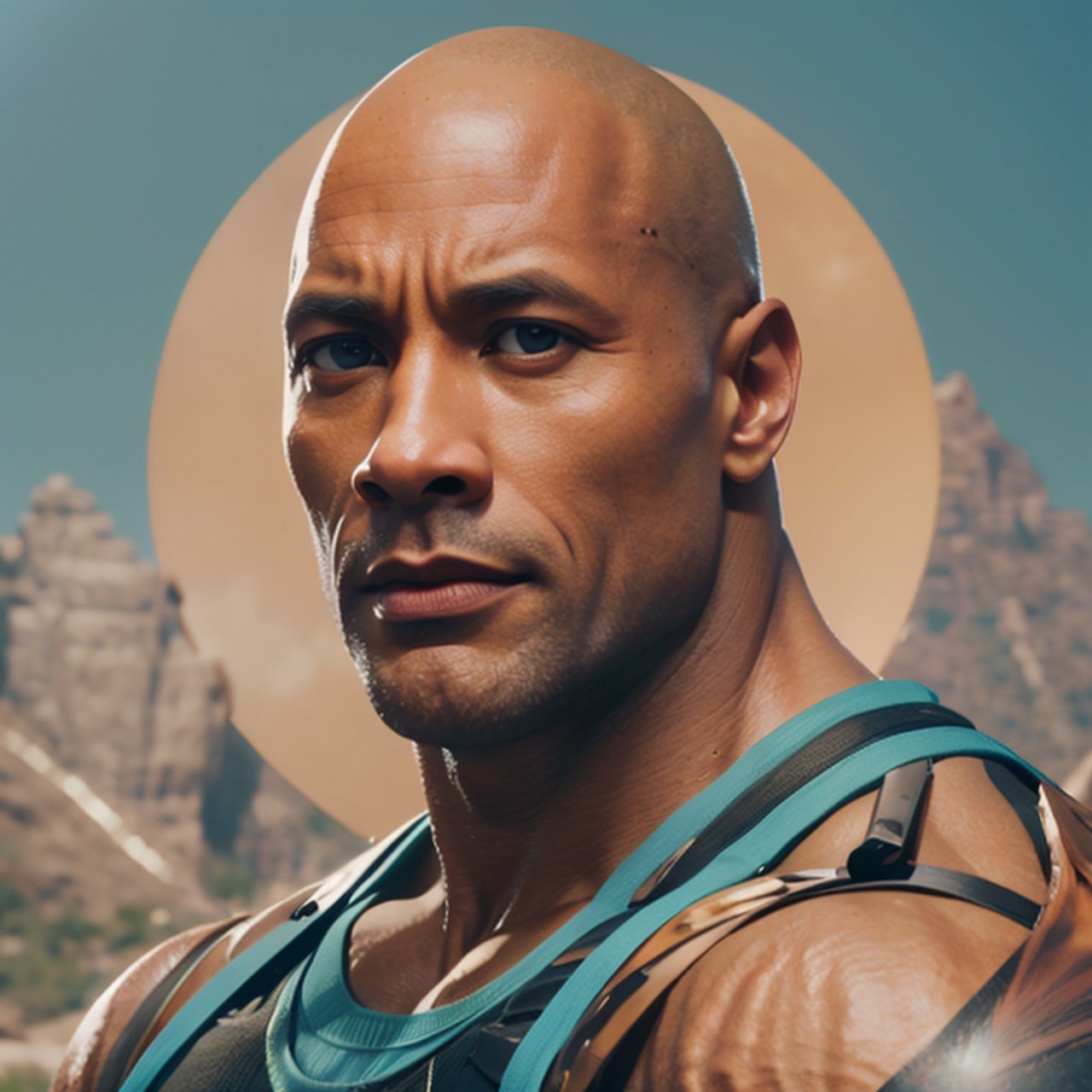 Dwayne, The Rock, Johnson, portrait, 4k, ultra high definition, octane render, crisp finish, glossed