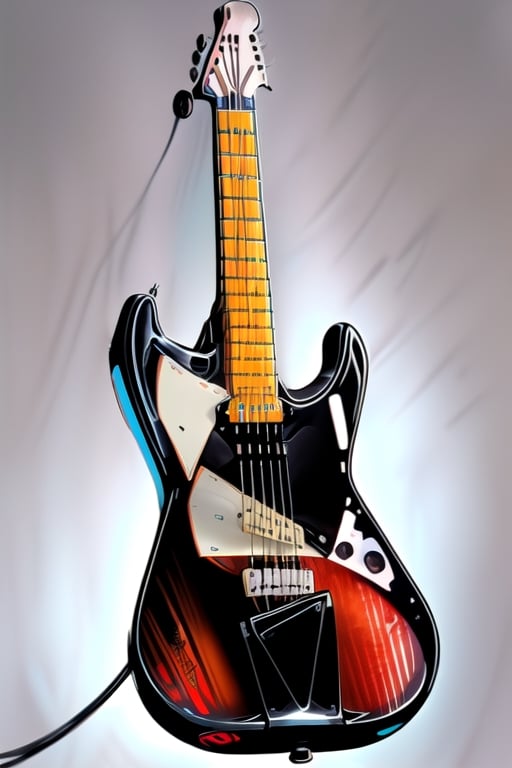 amazing (((complete electric guitar red and black))), vibrant color, white background, hd, (vector design), (2d flat), art ready to print, hd, full guitar, modern, ((fretboard guitar, Headstock guitar, neck guitar, body guitar)), (highly detailed), (((s-type electric guitar))), Ibanez GRX40-CA electric guitar