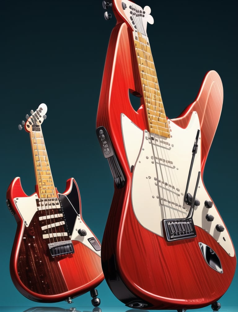 amazing (((complete electric guitar red and black))), vibrant color, white background, hd, (vector design), (2d flat), art ready to print, hd, full guitar, modern, ((fretboard guitar, Headstock guitar, neck guitar, body guitar)), (highly detailed), (((s-type electric guitar))), fender squier electric guitar