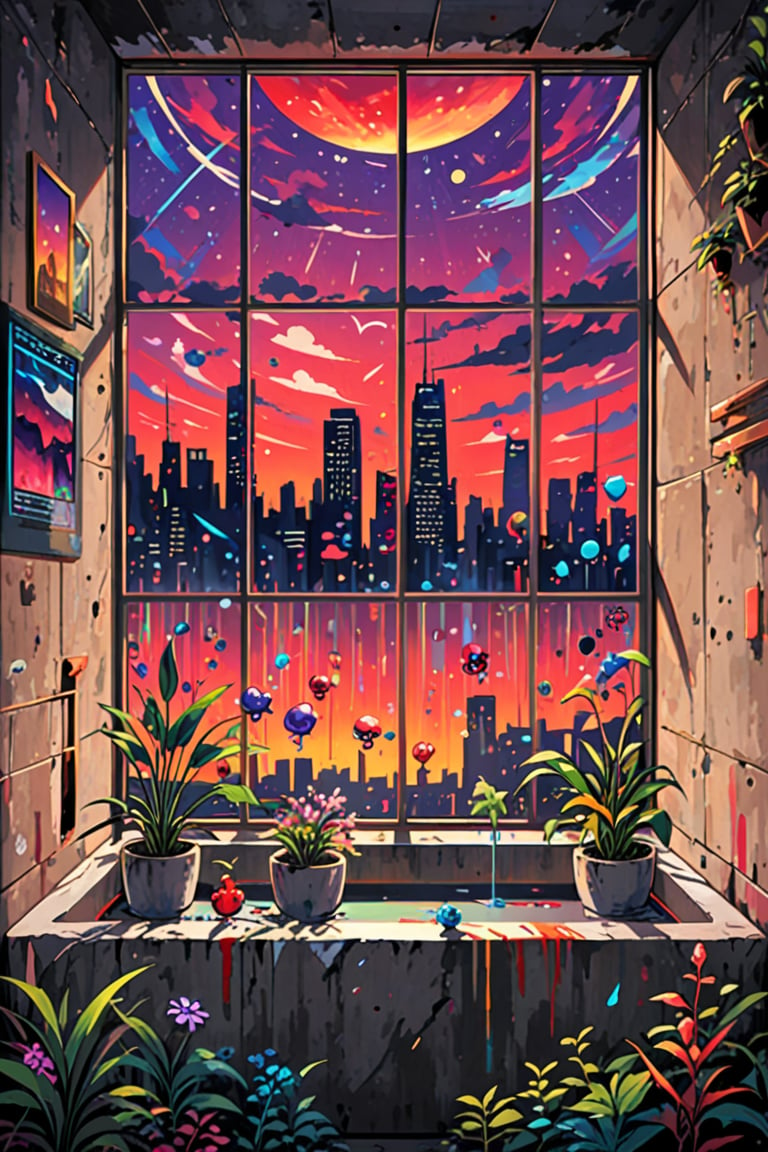 Minimalistic concrete bathroom
masterpiece, best quality, (Anime:1.4), minimalistic concrete bathroom with plants, New York Penthouse, skyline views, big high windows, purple and red sunset light, abstract painting with clear details, themes of love, affection, hope, deep meaning, sharp lines, vibrant colors, warmth, connection, dynamic shapes and patterns, bundles of tiny creatures communicating through the field of space and time, minimalist, mixed media vintage poetry paper, visually striking, deeply symbolic

