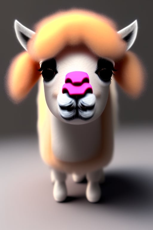 3d fluffy llama, closeup cute and adorable, cute big circular reflective eyes, long fuzzy fur, pixar render, unreal engine cinematic smooth, intricate detail, cinematic