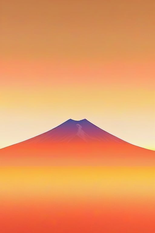 Dopamine Color, no humans, sunset, orange sky, mountain, sun, sky, scenery, outdoors, yellow sky, gradient sky, mount fuji