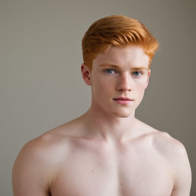 a handsome teen Ginger Irish boy at home, smile, sharp focus, short hair, fade haircut, sharp focus, finely detailed eyes and face, wear white t-shirt, short hair, male_only, add noise, sharp skin, masterpiece, photorealistic, best, best quality, male, handsome, Movie Still, Cinematic, Cinematic Lighting, Film Still, Cinematic Shot, Ginger Irish,
