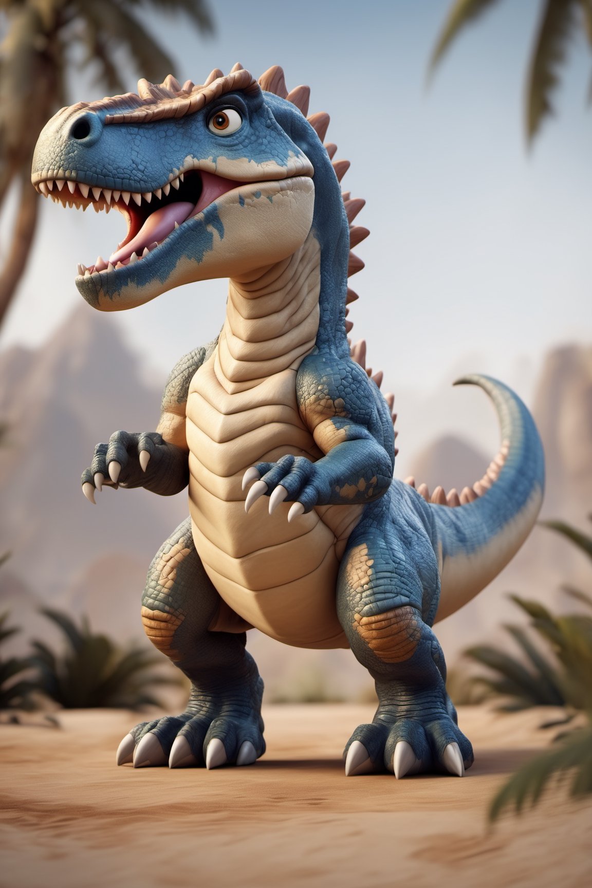 (full body) Tribal version mascot of cute and cubby Tyrannosaurus Rex, angry expression, fighting pose, masterpiece artwork, white accent, detailed face features, sharp eyes, extremely detailed, intricate details, muted color scheme, subtle gradients, photorealistic, 8k, 3d style