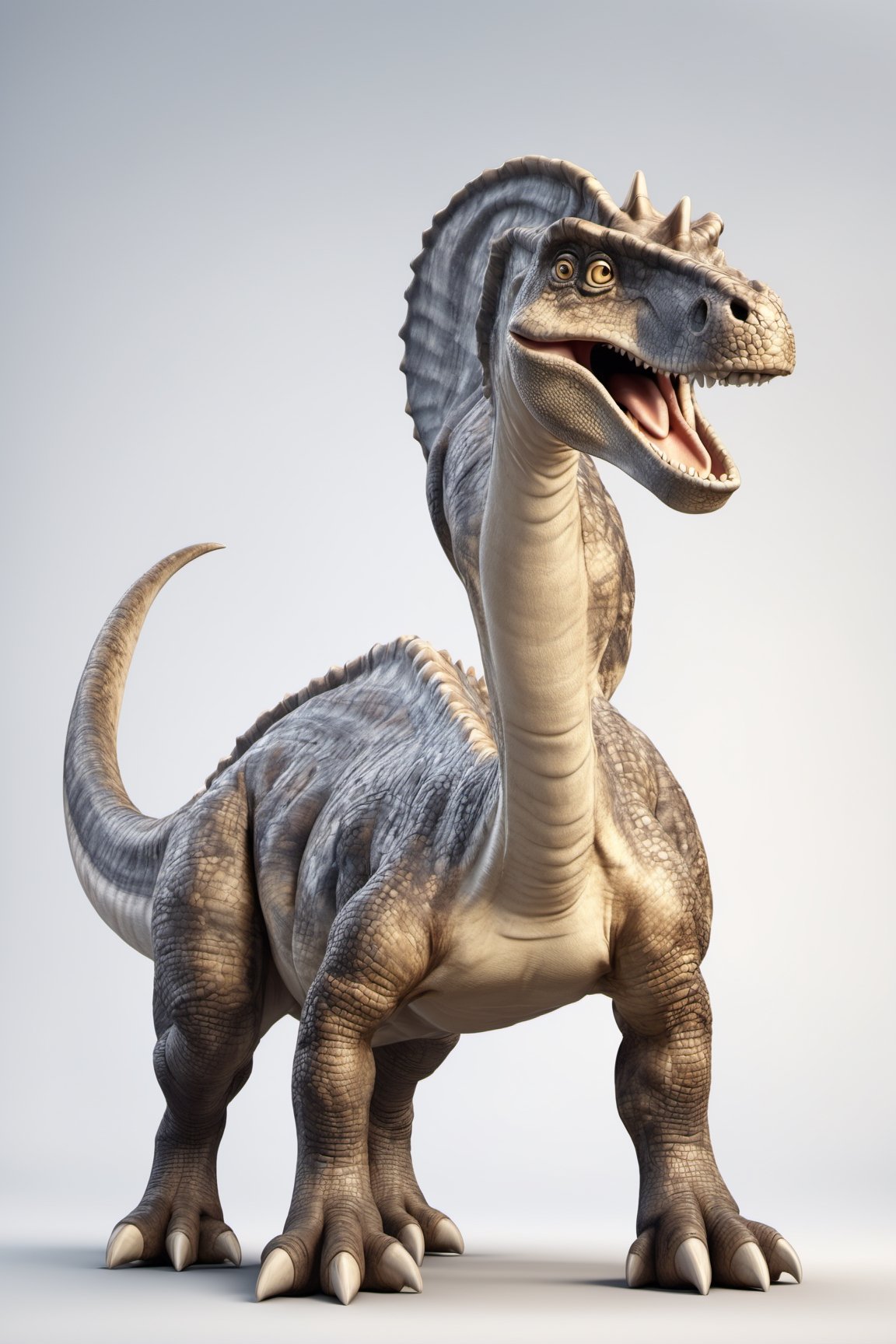 (full body) Tribal version mascot of Brachiosaurus, angry expression, fighting pose, masterpiece artwork, white accent, detailed face features, sharp eyes, extremely detailed, intricate details, muted color scheme, subtle gradients, photorealistic, 8k, 3d style