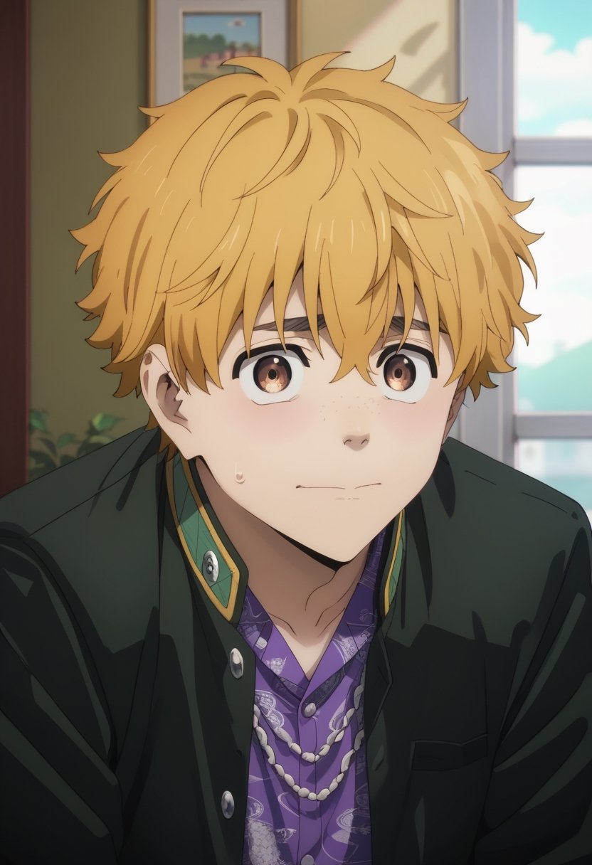 score_9, score_8_up, score_7_up, masterpiece, best quality,  cute, male focus,AKIHIKO NIREI, BLONDE HAIR, BROWN EYES, ,score_6_up