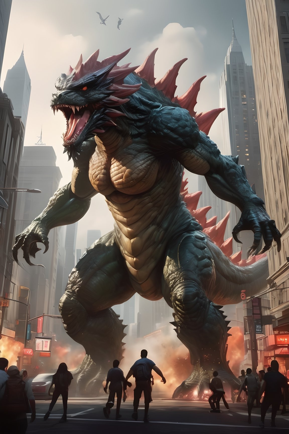 Explore the breathtaking artwork called "Kaiju Attack," a masterpiece in the genre of horror, science fiction, and concept art. Created by renowned artists Julie Bell and Boris Vallejo, this artwork showcases intricate details and can be found on popular platforms like DeviantArt, ArtStation, Flickr, and Pixiv. The utilization of Octane Render technology ensures ultra-detailed visuals, while the Deep Color and 8k resolution provide a visually stunning experience. The dynamic lighting and Unreal Engine 5 bring the artwork to life, complemented by the HDR effects that add depth and dimension. Notably, artists such as Artgerm and WLOP have drawn inspiration from this captivating piece.
