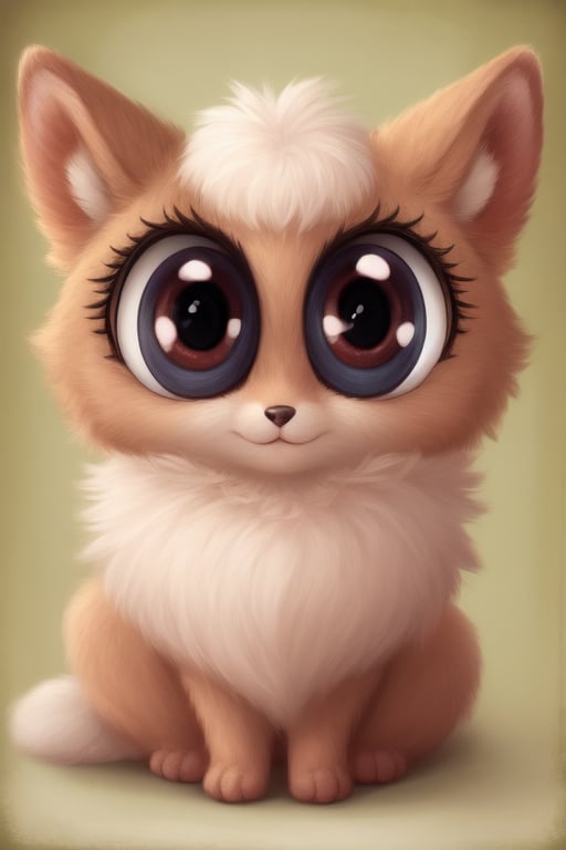 a lovely cute animal with big eyes, fluffy