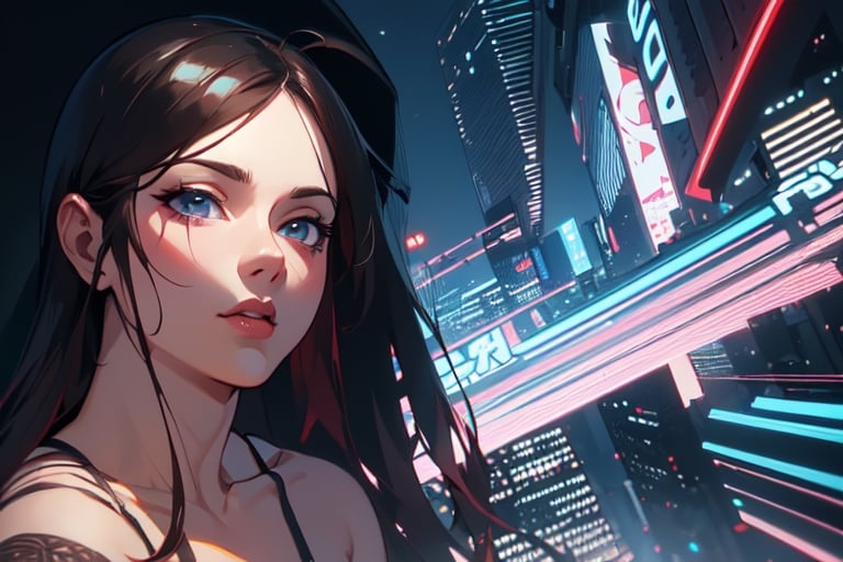 (4k), (masterpiece), (best quality), (extremely intricate), (realistic manga art anime), (sharp focus), (cinematic lighting), (extremely detailed), sci-fi theme, synth-wave, cyberpunk

1girl

Backgound, vibrant cyberpunk city,1 girl