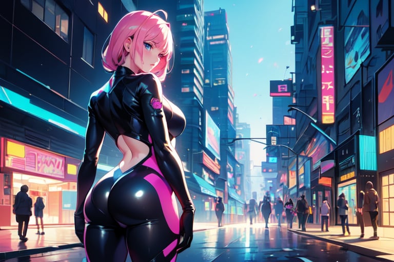 (4k), (masterpiece), (best quality), (extremely intricate), (realistic manga art anime), (sharp focus), (cinematic lighting), (extremely detailed), sci-fi theme, synth-wave, cyberpunk

a woman standing in the middle of a city at night, anime barbie in white stockings, danbooru and artstation, bubblegum body, busy wet street at night, best anime character design, black bodysuit, korean mmorpg, streaming on twitch, heaven pink, bum, mistress

Backgound, vibrant cyberpunk city