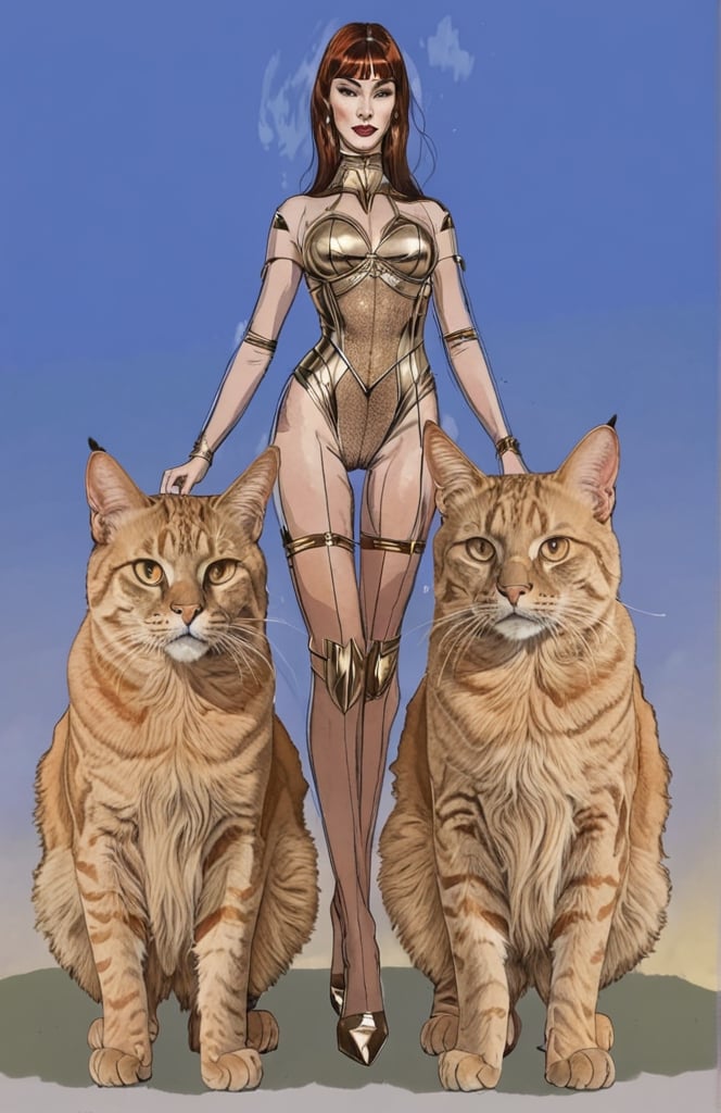 woman with large cats