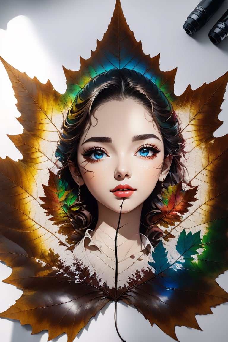 ink scenery,(Leaf) masterpiece, best quality, 1girl, (colorful), (Shinly detailed beautiful eyes and detailed face), cinematic lighting, bust shot, extremely detailed CG 4K wallpaper,