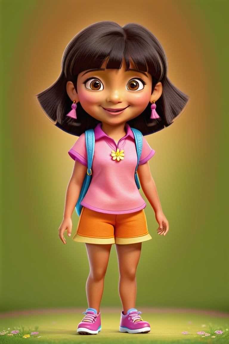 cute miniature Dora, disney style, whole body, cute, smiling, , detailed