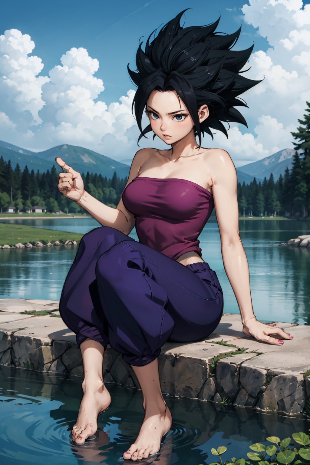 Caulifla, barefoot,Caulifla_DB,Bathing in a lake