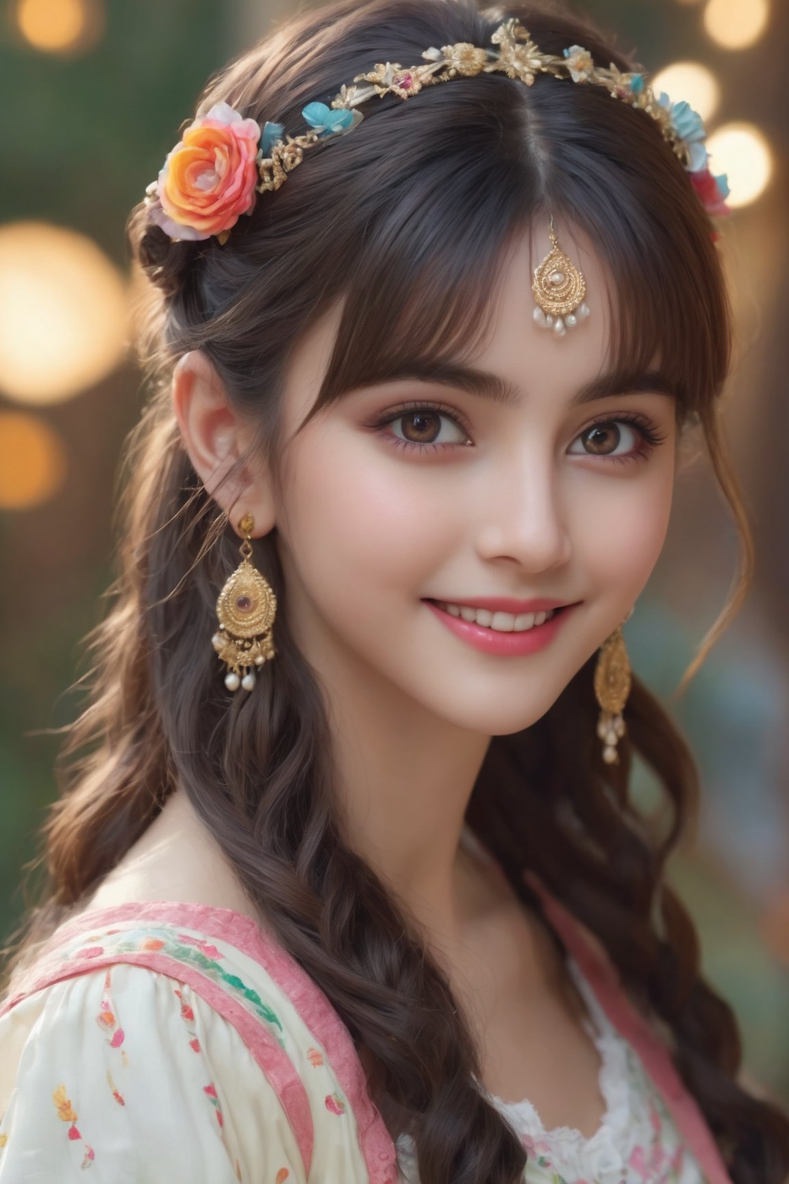 (masterpiece, best quality, photorealistic, 8k raw photo), (lolita_girl), (Indian) light smile colorful, highest detailed, zoom_out, perfect eyes, random hairstyle