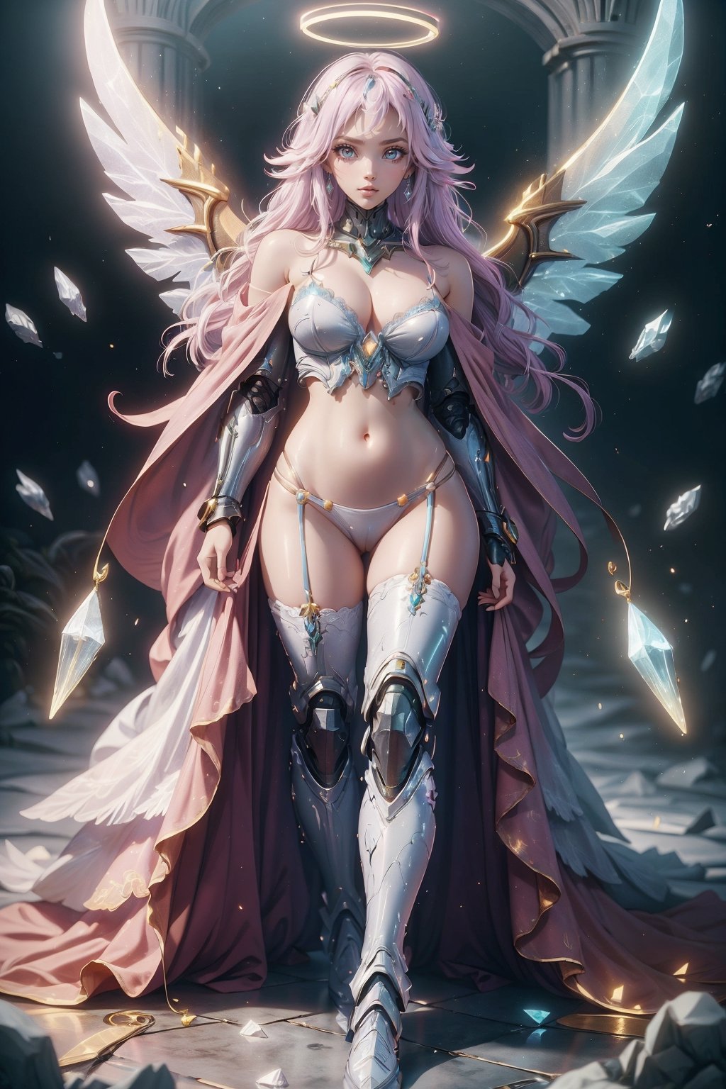 beautiful little girl, (crystal power armor), belly button, open shoulders, (power knuckles), the perfect body, (crystal little thongs), crystal hair, full body view,kardiaofrhodes
,StneRm,best quality,draconictech,blad4,blessedtech,GladysManityro,NeonST2