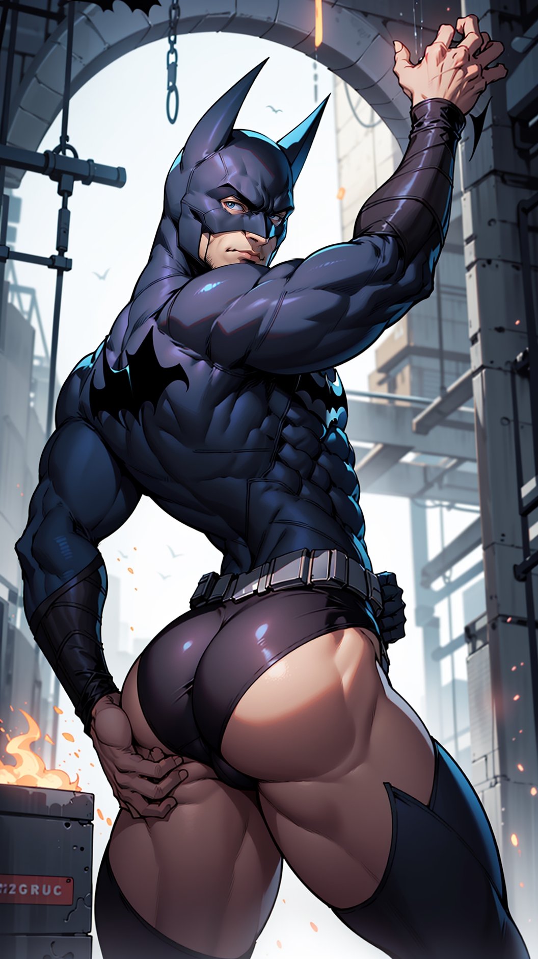 Batman charming face sexy underwear menly body shape small waist wide hips batman curvey thighs bigger round phat booty batman curvey shape bending over spreading his big phat ass only batman,Circle