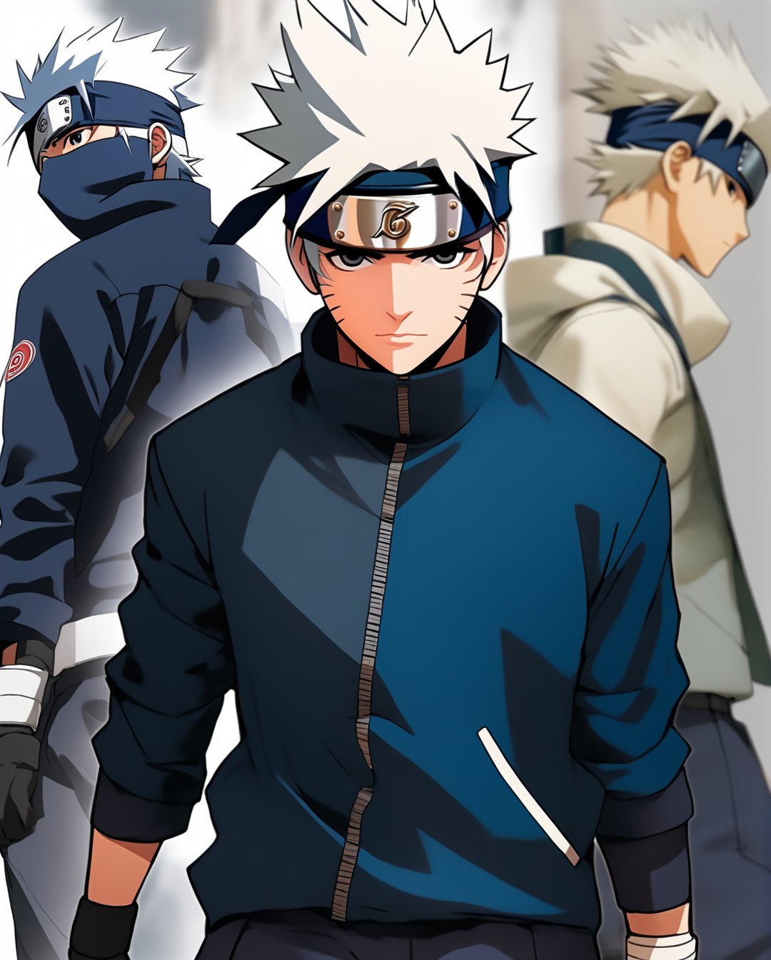 Angry Kakashi hatake,女孩,旗袍,Dream, Kakashi Hatake the Sixth Hokage: As the Sixth Hokage Kakashi's uniform is a combination of his personal style and the traditional Hokage attire. He wears a black high-collared jacket with red trim and the Hokage symbol on the back. Underneath he sports a dark blue long-sleeved shirt and black pants. Kakashi also wears a blue forehead protector and white gloves, in the style of yuumei, realistic hyper - detailed rendering, yumihiko amano, zhang jingna, wiccan, trace monotone, rtx on ,細緻的背景,indian boy, various poses , 1boy, Naruto anime, hokage Kakashi hatake 