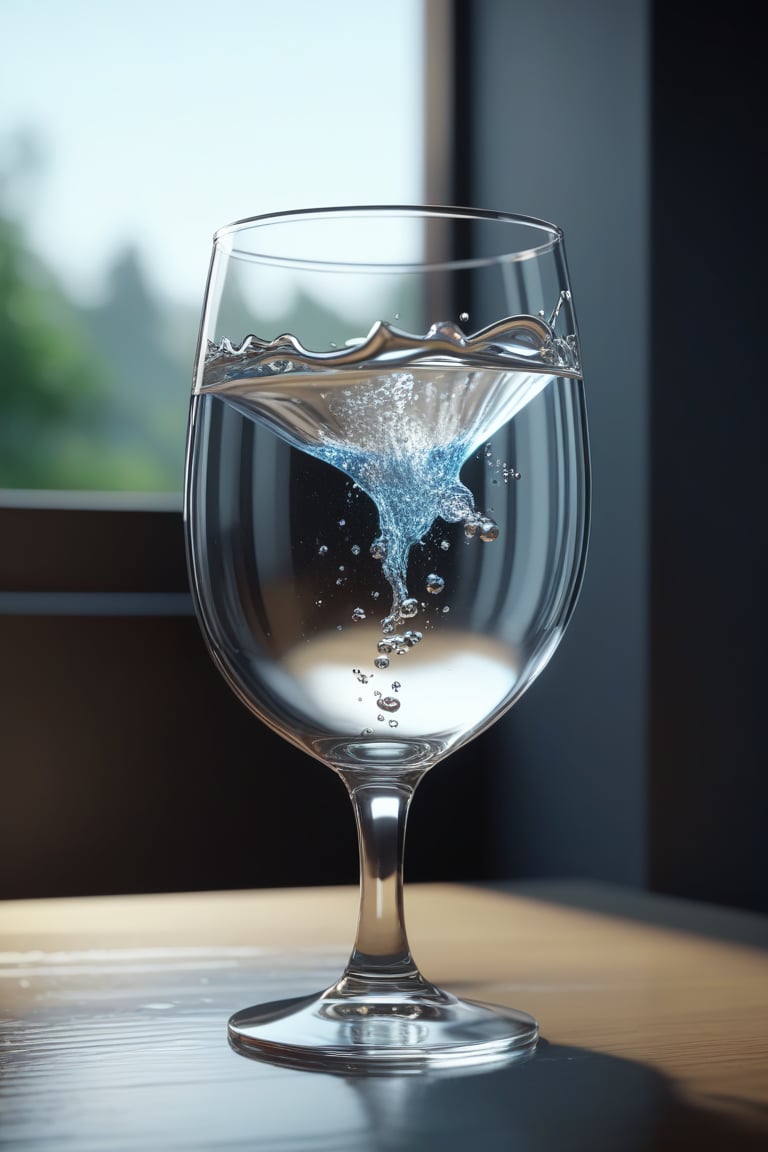 Ultra realistic illustration. Macro view,water explosion on a glass BREAK scattering of water particles as flow of electricity BREAK a small cute doggy is inside the glass.amazing details, perfect lighting and  reflections,unreal engine 5, RTX on,ultra HD, 8k, intricate, masterpiece