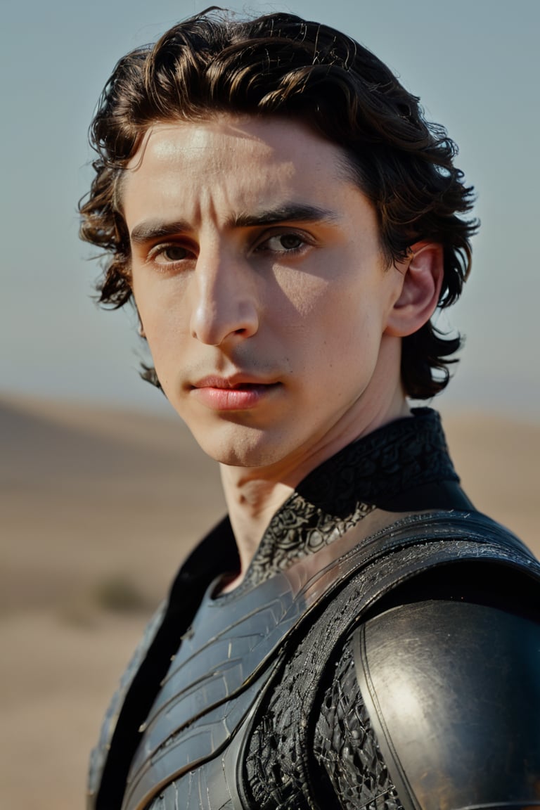 Hyperrealistic photo, Pale Skin, Portrait of a hybridization between Timothée Chalamet face and Adam Driver face , detailed symmetrical face , 4k textures, symmetrical eyes,RAW photo, 4k, masterpiece, high-res, extremely intricate, high detailed skin,1.2 prfm style, symmetrical face, closed lips, almond-shaped black eyes, crystal obsidian grim armour, perfect composition, beautiful detailed intricate insanely detailed, 8k artistic photography, photorealistic concept art, soft natural volumetric cinematic perfect light. hunter eyes, natural light, intense, perfect face, RAW, analogue, Nikon Z 85 mm.
,detailmaster2,Movie Still,male