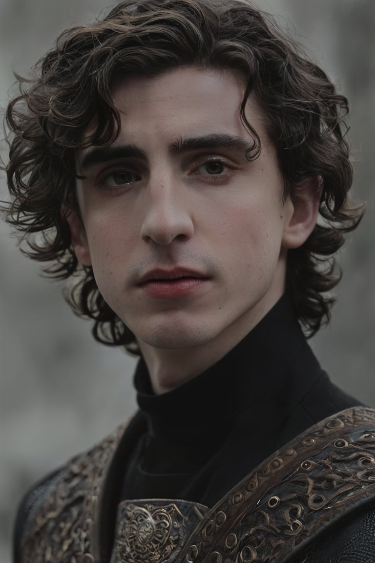 Hyperrealistic photo, Pale Skin, Portrait of a hybridization between Timothée Chalamet face and Adam Driver face , detailed symmetrical face , 4k textures, symmetrical eyes,RAW photo, 4k, masterpiece, high-res, extremely intricate, high detailed skin,1.2 prfm style, symmetrical face, closed lips, almond-shaped black eyes, crystal obsidian grim armour, perfect composition, beautiful detailed intricate insanely detailed, 8k artistic photography, photorealistic concept art, soft natural volumetric cinematic perfect light. hunter eyes, natural light, intense, perfect face, RAW, analogue, Nikon Z 85 mm.
,detailmaster2,Movie Still,male