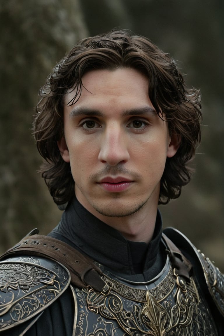 Hyperrealistic photo, Pale Skin, Portrait of a hybridization between Timothée Chalamet face and Adam Driver face , detailed symmetrical face , 4k textures, symmetrical eyes,RAW photo, 4k, masterpiece, high-res, extremely intricate, high detailed skin,1.2 prfm style, symmetrical face, closed lips, almond-shaped black eyes, crystal obsidian grim armour, perfect composition, beautiful detailed intricate insanely detailed, 8k artistic photography, photorealistic concept art, soft natural volumetric cinematic perfect light. hunter eyes, natural light, intense, perfect face, RAW, analogue, Nikon Z 85 mm.
,detailmaster2,Movie Still