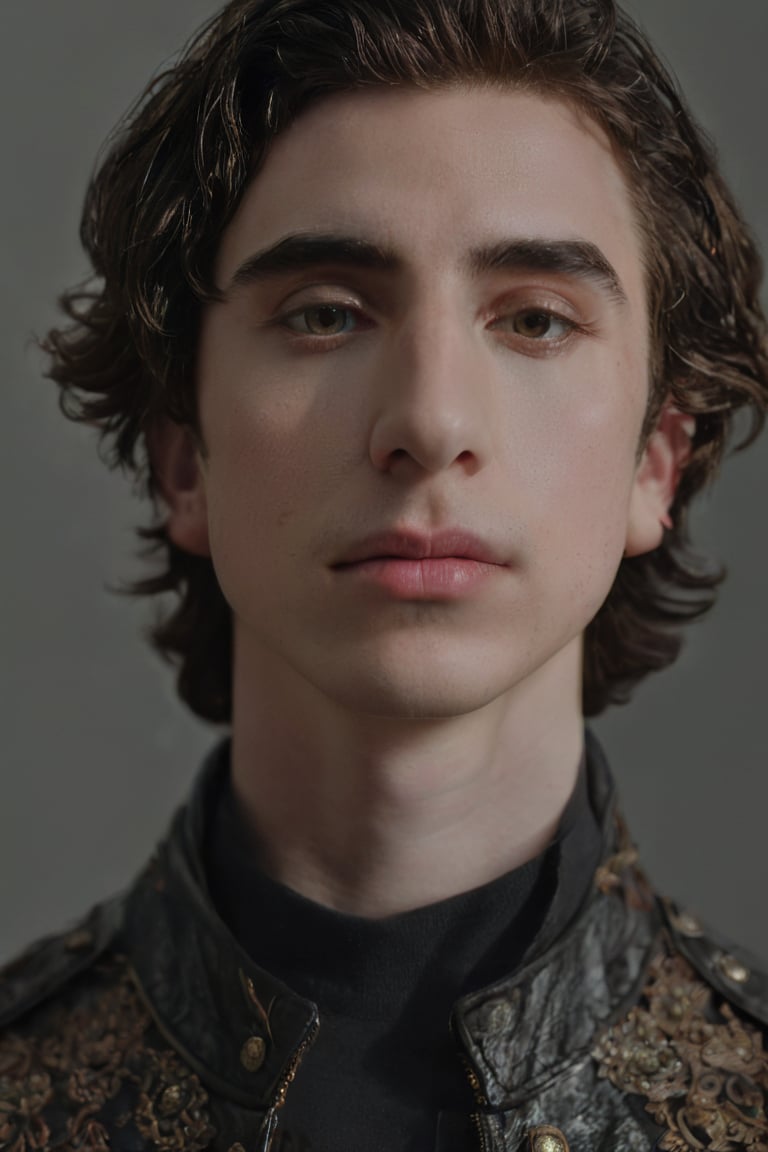 Hyperrealistic photo, Pale Skin, Portrait of a hybridization between Timothée Chalamet face and Adam Driver face , detailed symmetrical face , 4k textures, symmetrical eyes,RAW photo, 4k, masterpiece, high-res, extremely intricate, high detailed skin,1.2 prfm style, symmetrical face, closed lips, almond-shaped black eyes, crystal obsidian grim armour, perfect composition, beautiful detailed intricate insanely detailed, 8k artistic photography, photorealistic concept art, soft natural volumetric cinematic perfect light. hunter eyes, natural light, intense, perfect face, RAW, analogue, Nikon Z 85 mm.
,detailmaster2,Movie Still,male