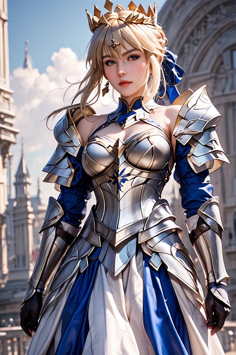 score_9, score_8_up, score_7_up, masterpiece, ultra detailed, 1 female,realistic,ntpn,solo, Artoria Pendragon cosplay,dress armor