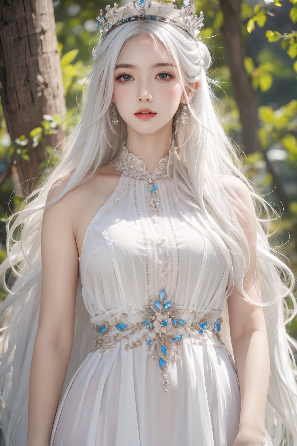 (masterpiece),(best quality),(ultra detailed),1girl,solo,hip up,closed mouth,colored dress,crown,accessories, BREAK
(white hair color:1.05)