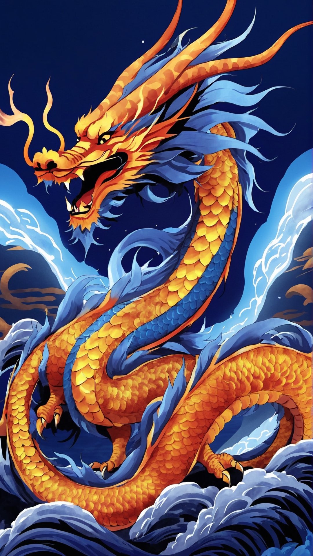 High Quality, Lossless, Clean, Raw, High Quality, Lossless, Clean, Raw, HD, Strange Dragón, 
Multires noise a dragon, flame, open mouth, chinese dragon, horns, teeth, no humans, fangs fire, sharp teeth, claws, dragon scales, eastern dragon, breathing fire ,Strange Dragón, blue flames, in sky, realistic 