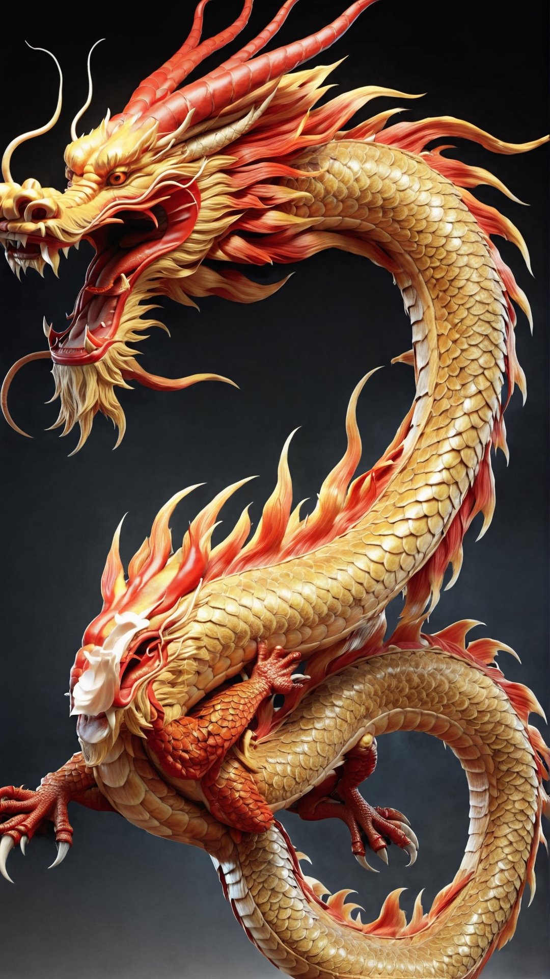 High Quality, Lossless, Clean, Raw, High Quality, Lossless, Clean, Raw, HD, Strange Dragón, 
Chinese dragon, dragon, red dragon, horns, teeth, realistic, 3D, dragón fire