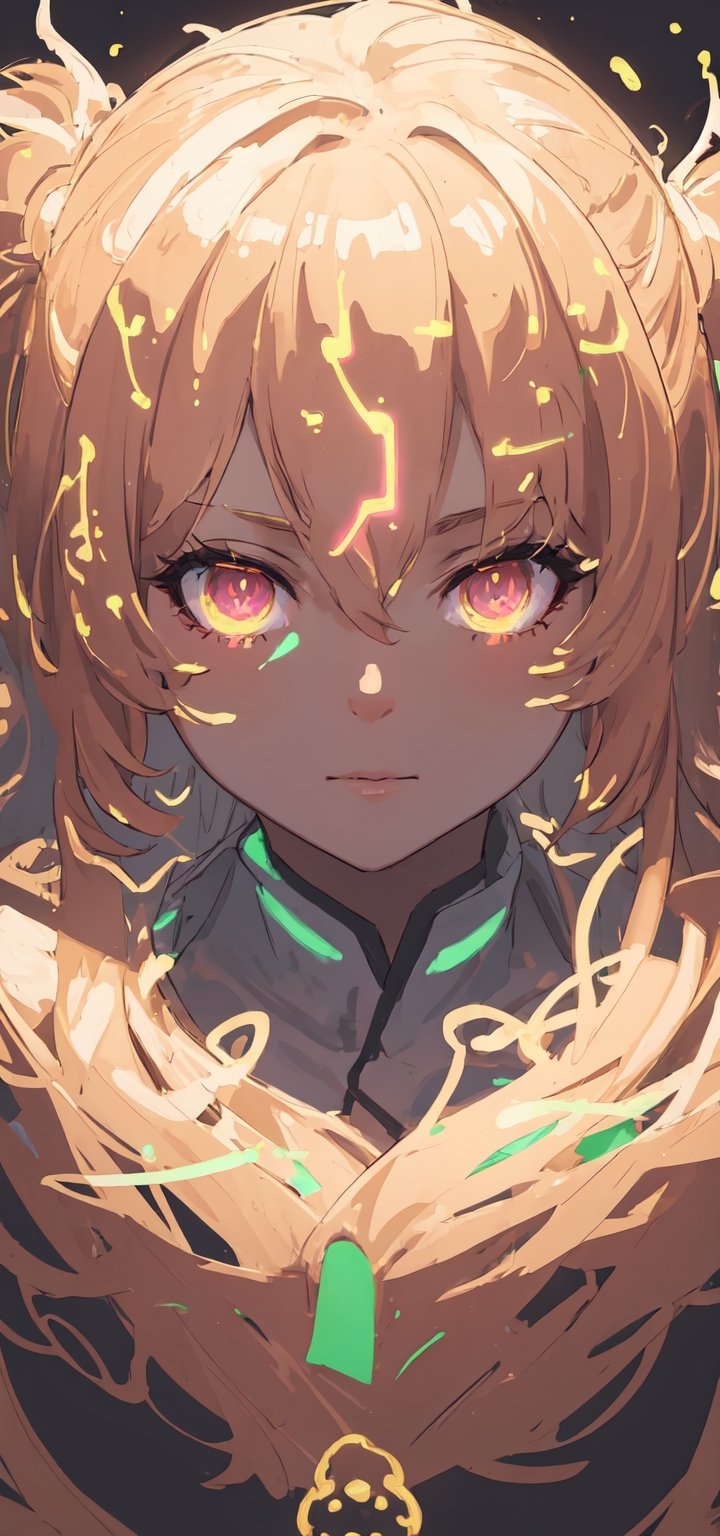 1girl, (((((glow art)))))
, simple background, High detailed , Detailed face, highres,glowing gold