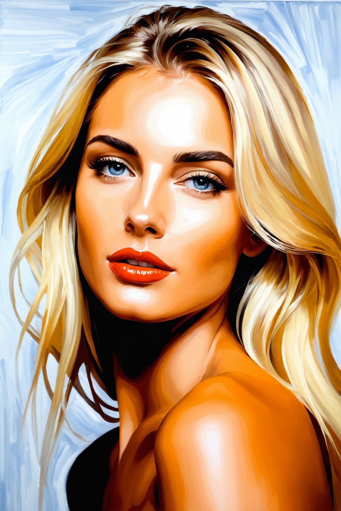 beautiful blonde, oil painting