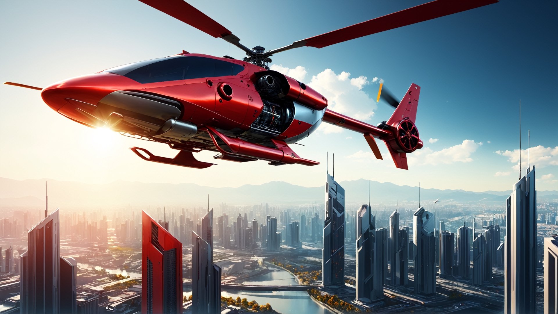 4k, masterpiece, cyborg helicopter, (trendwhore style:1.4), abstract art, abstract sunlight, abstract  red theme. cityscape background, sharp details. BREAK highest quality, detailed and intricate, original artwork, trendy, vector art, award-winning, artint, SFW, ,night city,DonMW15pXL,