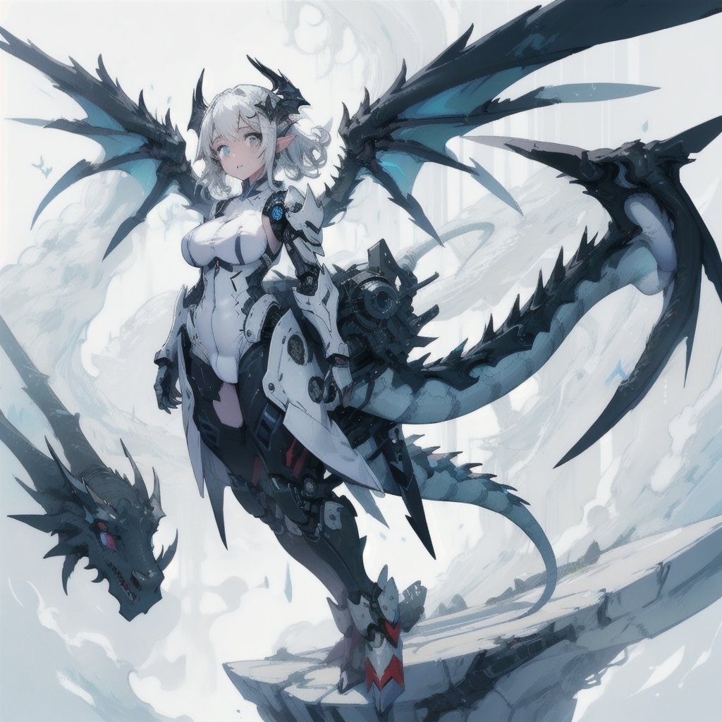best quality”, “masterpiece”, “illustration”, “1girl”, “solo”, “full body”, “Mecha”, “machine”, “Dragon ear”, “Blank background”, Dragon wings, dragon tail,and “dragon horn”,dragon ear, a girl standing tall while floating in the air with open wings,big_boobies,breath taking,perfecteyes,forced_sex