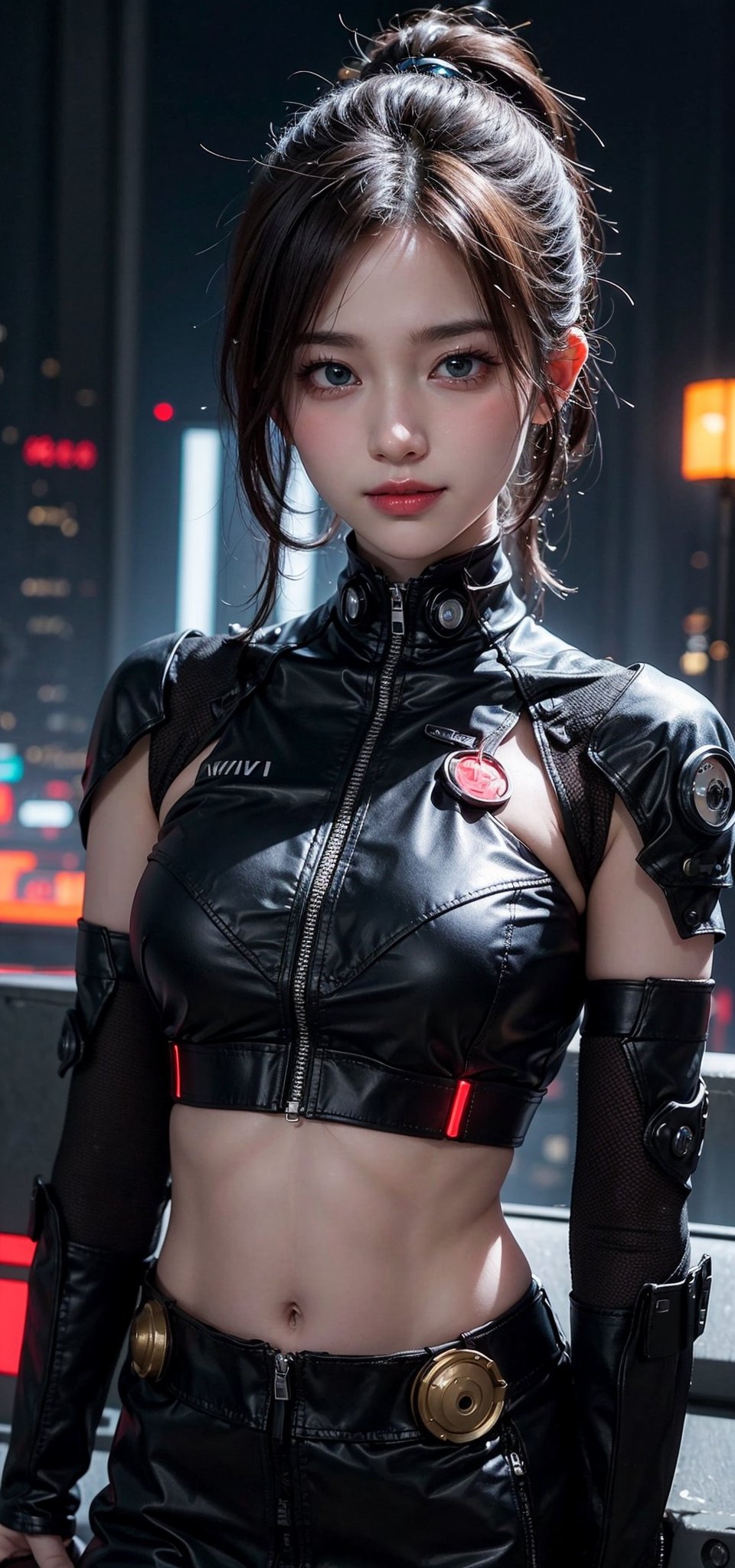 Beauty perfect asian woman, 8k, happy, perfect smile, 30 years old, cute, perfect body, cyberpunk style, masterpiece, best quality, ultra-detailed, {cinematic lighting}, {illustration}, 1girl, shy look,gaeul_ivez