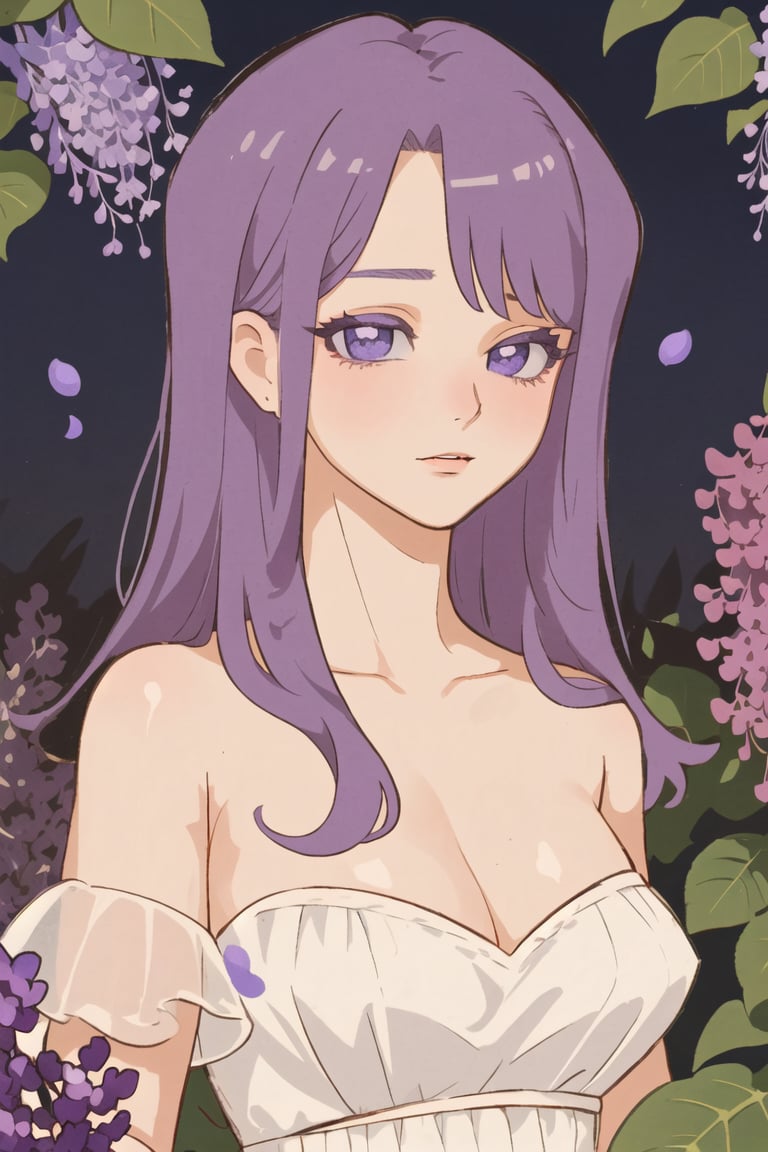 Girl, delicacy, tenderness, purple shades, lilacs, grapes, lavender, lilac eyes, sweet flower dress, dawn, fog