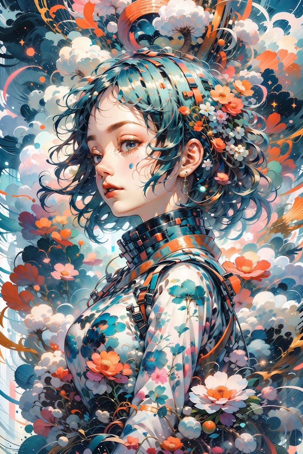 high resolution,  ultra detailed,  (masterpiece:1.4), taeri,  busty, super photo realistic illustration, highres, ultla detailed, absurdres,  best quality,

from side shot, looking away, close up shot, face focus, head shot, tilt head,

1 beautiful woman, flower dress, colorful, darl background, flower armor, vibrant color theme, exposure blend,  bokeh, (hdr:1.4), high contrast,  (cinematic,  teal and orange:0.85),  (muted colors,  dim colors,  soothing tones:1.3),  
BREAK

(god bless you:1.3),
compassionate expression, empathetic, caring, kind, content expression, satisfied, pleased, gratified, thoughtful expression, pensive, reflective, contemplative, determined expression, resolute, purposeful, firm,
BREAK

(colorful:1.5), glowing lights, pillar of lights, blooming light effect, papier colle, paper collage, layered compositions, varied textures, abstract designs, artistic juxtapositions, mixed-media approach,
(Zentangle:1.5), structured patterns, meditative drawing, intricate designs, focus and relaxation, creative doodling, artistic expression, dragonbaby,