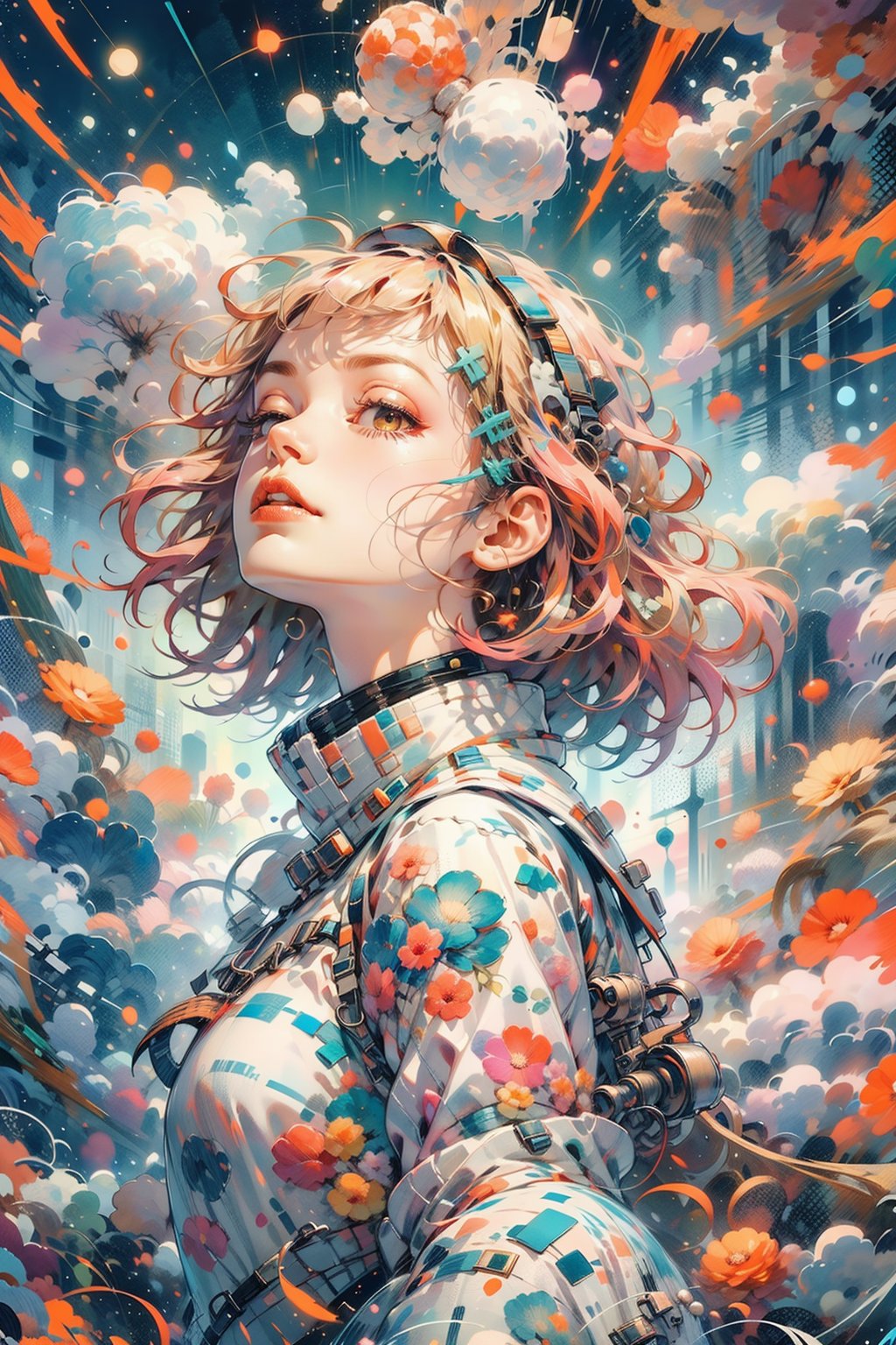 high resolution,  ultra detailed,  (masterpiece:1.4), taeri,  busty, super photo realistic illustration, highres, ultla detailed, absurdres,  best quality,

from side shot, looking away, close up shot, face focus, head shot, tilt head,

1 beautiful woman, flower dress, colorful, darl background, flower armor, vibrant color theme, exposure blend,  bokeh, (hdr:1.4), high contrast,  (cinematic,  teal and orange:0.85),  (muted colors,  dim colors,  soothing tones:1.3),  
BREAK

(god bless you:1.3),
compassionate expression, empathetic, caring, kind, content expression, satisfied, pleased, gratified, thoughtful expression, pensive, reflective, contemplative, determined expression, resolute, purposeful, firm,
BREAK

(colorful:1.5), glowing lights, pillar of lights, blooming light effect, papier colle, paper collage, layered compositions, varied textures, abstract designs, artistic juxtapositions, mixed-media approach,
(Zentangle:1.5), structured patterns, meditative drawing, intricate designs, focus and relaxation, creative doodling, artistic expression, dragonbaby,