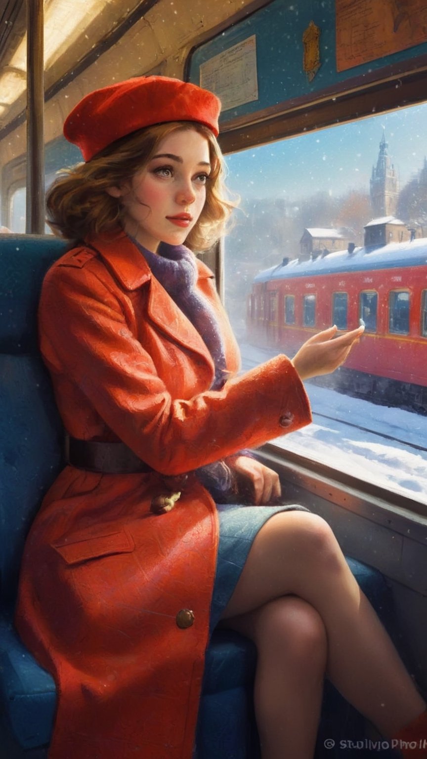  impressionism, girl, sitting on a train, christmas, close-up, peaceful atmosphere, high-quality brushstrokes
cubism, female passenger, train journey, snowy landscape, bird's-eye view, dynamic composition, rich color palette
surrealism, young woman, alone on a train, dreamy snowy scene, tilted angle, intricate details, vibrant colors
pointillism, girl with red coat, train compartment, festive decorations, frontal view, vivid colors, textured patterns
pop art, female traveler, modern train, winter wonderland, diagonal perspective, bold lines, high-contrast colors, candy-coated