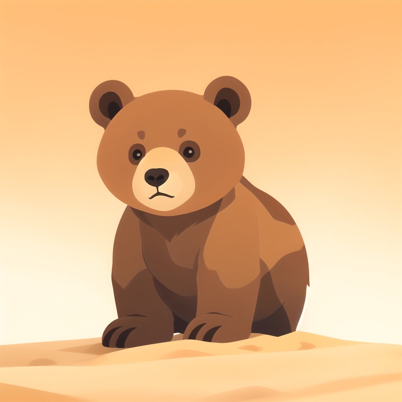 coloredic0n icon, a bear, light_orange_background, on sand