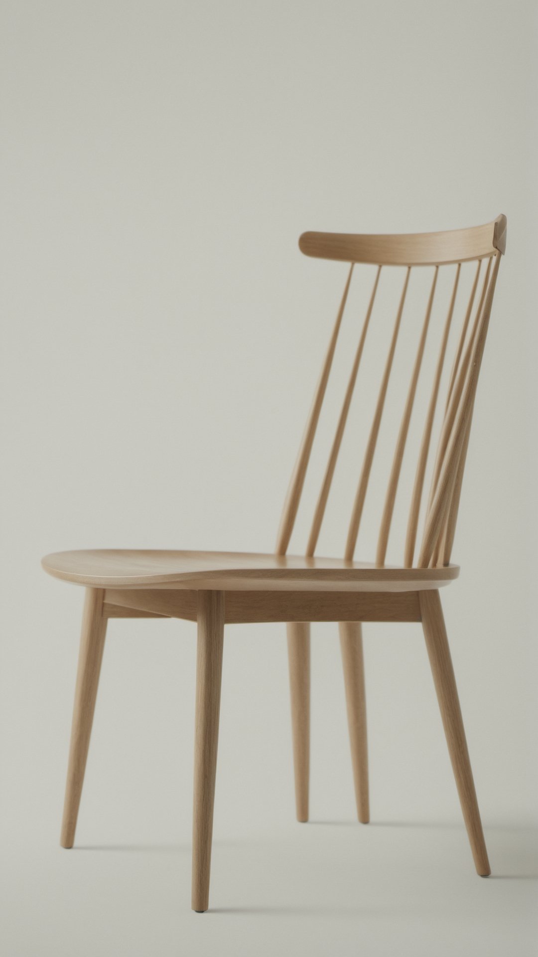 (best quality,  highres,  ultra high resolution,  masterpiece,  realistic,  extremely photograph,  detailed photo,  8K wallpaper,  intricate detail,  film grains),  High definition photorealistic photography of ultra luxury, Design concept for a chair, entirely crafted from assembled wood in a Scandinavian style. Featuring rounded corners, fine woodwork, and pastel colors. The table should be showcased empty against a neutral backdrop, embodying the serene and tranquil essence of Scandinavian minimalism. This is a photographic scene designed with advanced photography, CGI, and VFX parameters, in high definition, ensuring flawless execution, high level of intricacy in the image.