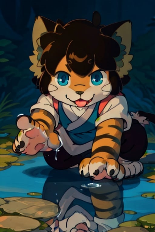 perfecteyes , (masterpiece:1.2), (anatomically correct:1.1), high quality, (((solo male anthropomorphic))) kemono furry_transformation cat fursona, 1cat boy, blue fur, blue eyes,(black nose), white hands paws, white feet, ((cat hands:1.2)), ((cat feet:1.2)),  ((sfw)), ((1boy)), absurd res, digital painting \(artwork\),male, solo:1.3, 4 toes, cat feet, reflection, countershading, discord, (motion lines:1.1),penis, tuxedo, tongue out,serve, hypnotize,ejaculate,Luo Xiaohei