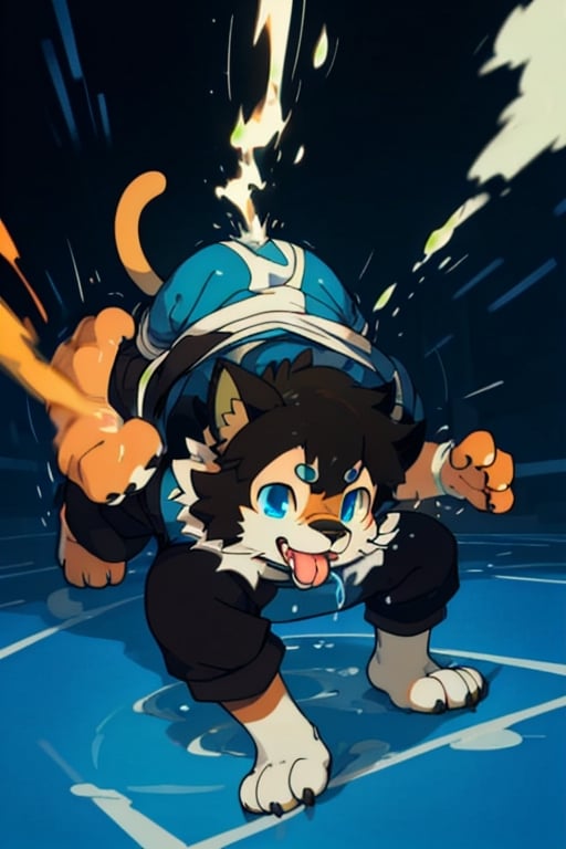 perfecteyes , (masterpiece:1.2), (anatomically correct:1.1), high quality, (((solo male anthropomorphic))) kemono furry_transformation cat fursona, 1cat boy, blue fur, blue eyes,(black nose), white hands paws, white feet, ((cat hands:1.2)), ((cat feet:1.2)),  ((sfw)), ((1boy)), absurd res, digital painting \(artwork\),male, solo:1.3, 4 toes, cat feet, reflection, countershading, discord, (motion lines:1.1),penis, tuxedo, tongue out,serve, hypnotize,ejaculate,Luo Xiaohei