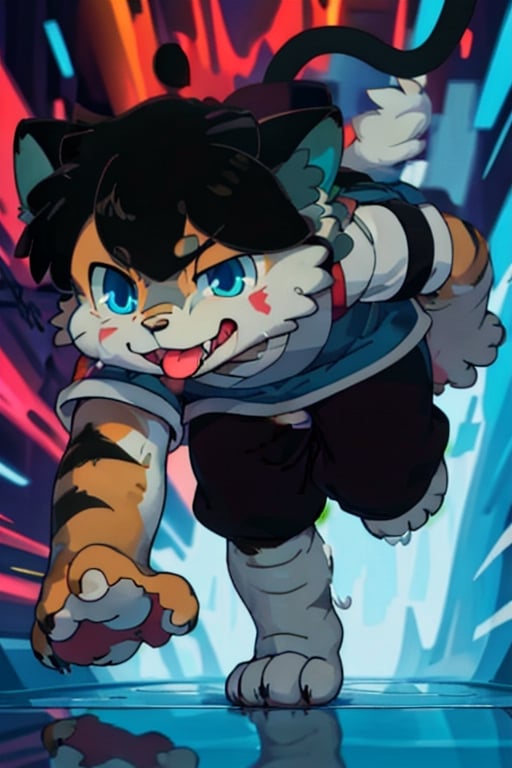 perfecteyes , (masterpiece:1.2), (anatomically correct:1.1), high quality, (((solo male anthropomorphic))) kemono furry_transformation cat fursona, 1cat boy, blue fur, blue eyes,(black nose), white hands paws, white feet, ((cat hands:1.2)), ((cat feet:1.2)),  ((sfw)), ((1boy)), absurd res, digital painting \(artwork\),male, solo:1.3, 4 toes, cat feet, reflection, countershading, discord, (motion lines:1.1),penis, tuxedo, tongue out,serve, hypnotize,ejaculate,Luo Xiaohei