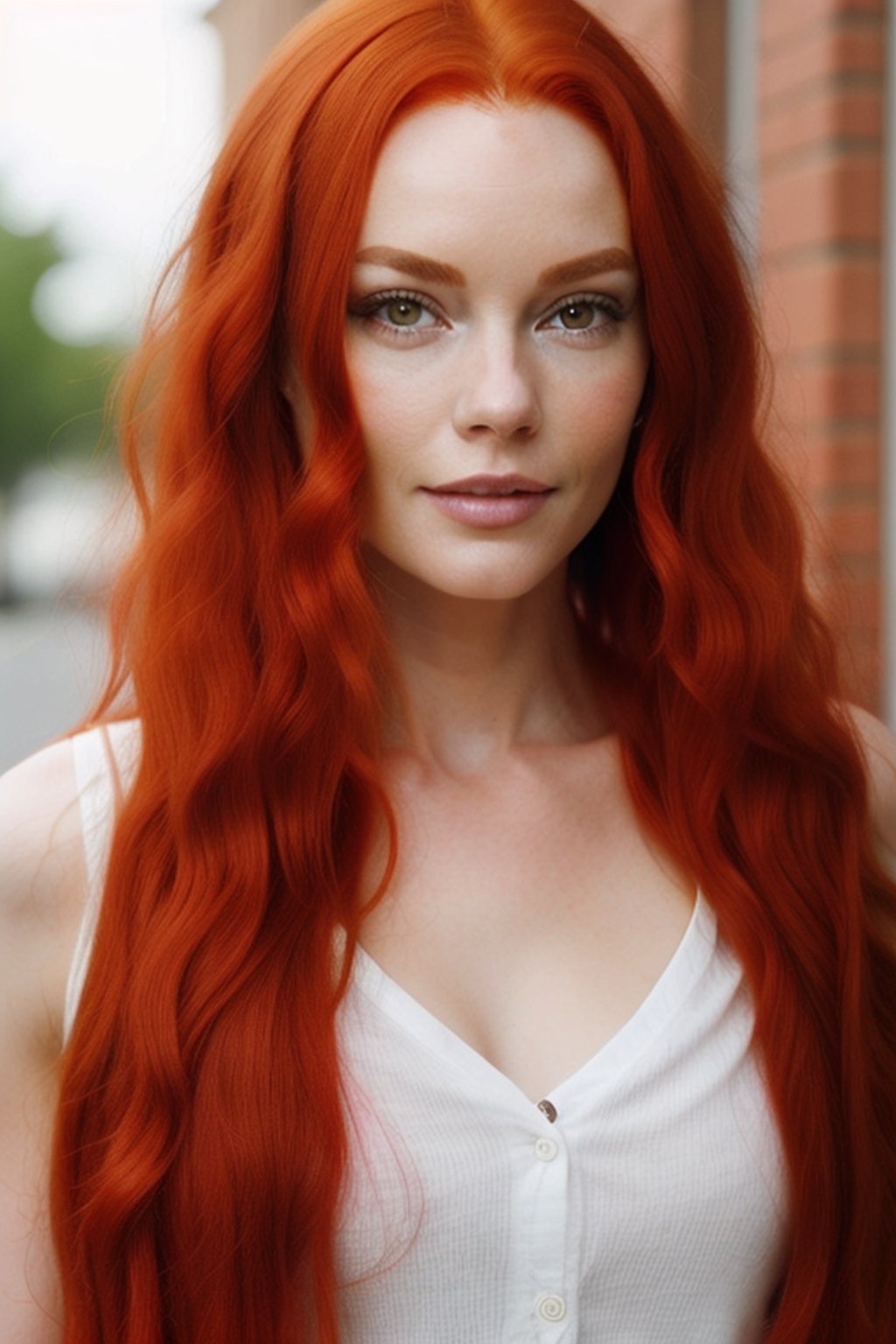 
very beautiful realistic woman, (long red hair)